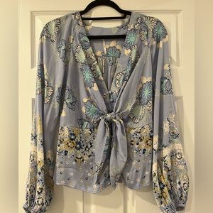 Free people blue floral blouse